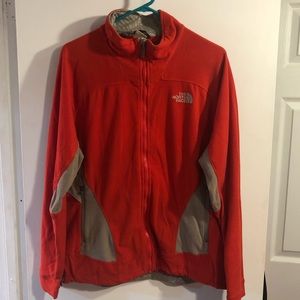 The North Face fleece jacket, red and grey